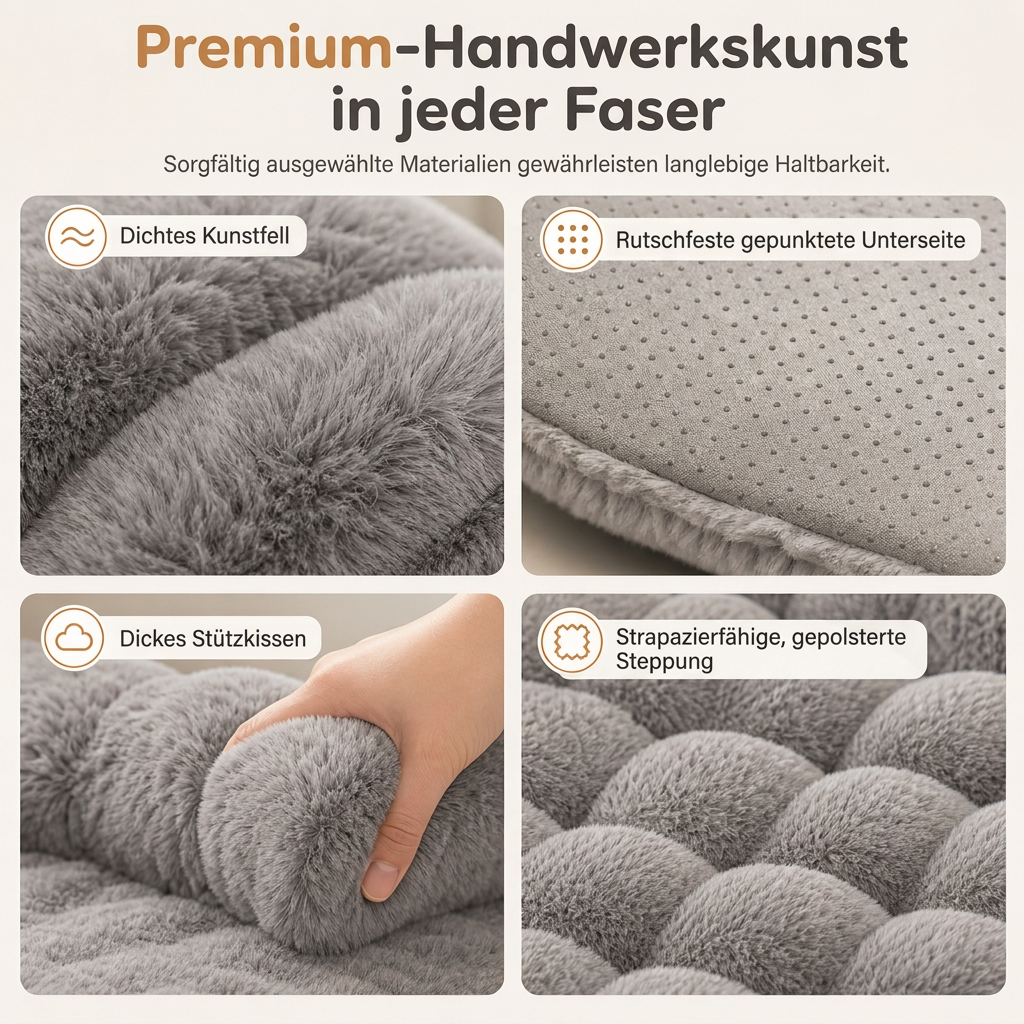 🐈50 % Rabatt❄️Verdickte Winter‑Haustiermatte 75×75cm, weiches Kunstkaninchenfell, rutschfest für Hunde und Katzen