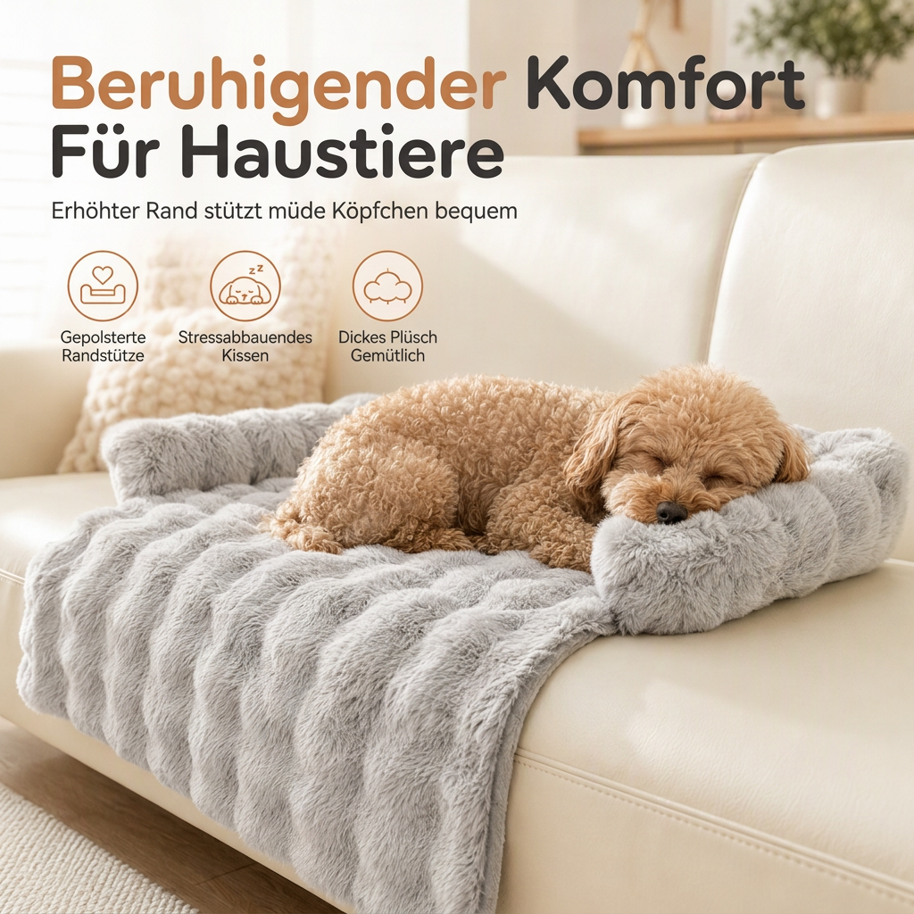 🐈50 % Rabatt❄️Verdickte Winter‑Haustiermatte 75×75cm, weiches Kunstkaninchenfell, rutschfest für Hunde und Katzen