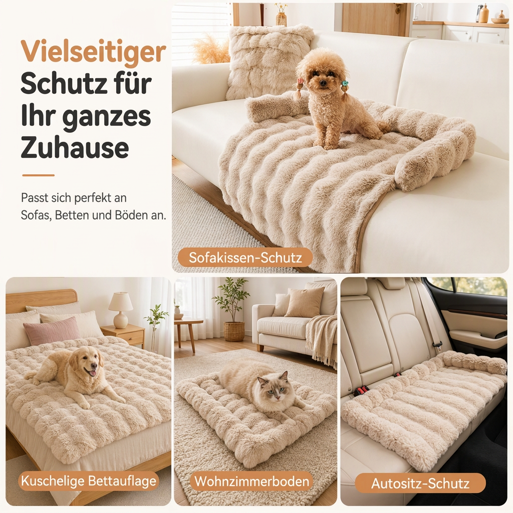 🐈50 % Rabatt❄️Verdickte Winter‑Haustiermatte 75×75cm, weiches Kunstkaninchenfell, rutschfest für Hunde und Katzen