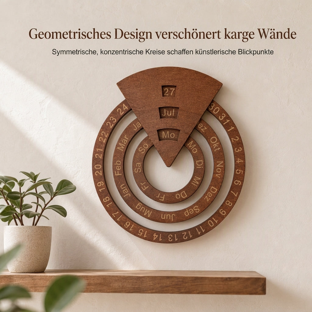 ⏳Nur für kurze Zeit: 50 % Rabatt⏰Runder, drehbarer ewiger Kalender aus Holz🪵📅