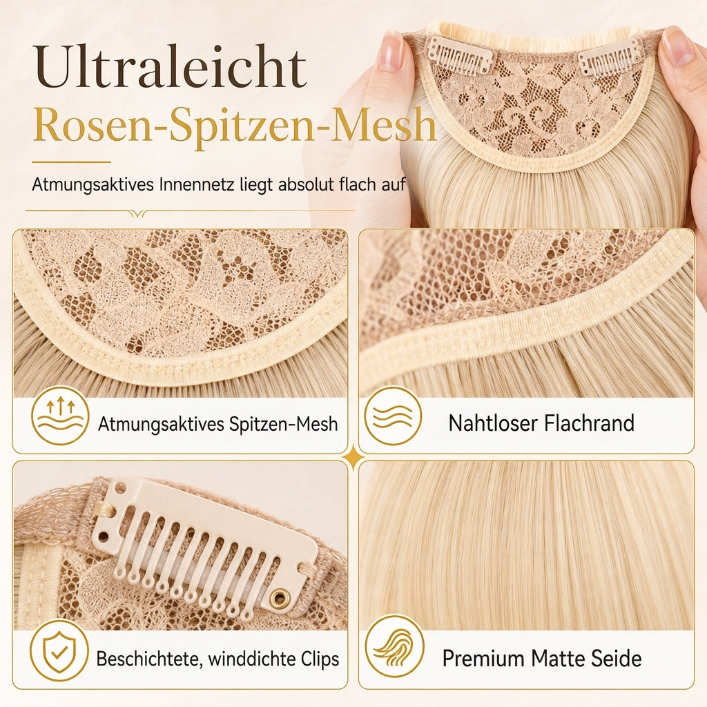💇‍♀️ Künstliche Air-Bangs mit Seitenpartien & Haarspange – synthetische Frontpartie für Damen, natürlich & vielseitig