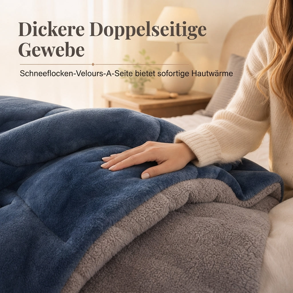 🛏️ Nur kurze Zeit 50% Rabatt! Dicke gesteppte Winterdecke aus Schneeflocken-Samt, kuschelig warm ❄️