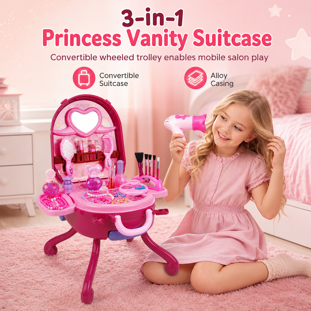 📢📢 50 % RABATT🎀Schminkkoffer mit Spiel-Schminktisch für Kinder – Tragbares Rollenspiel-Set für Mädchen