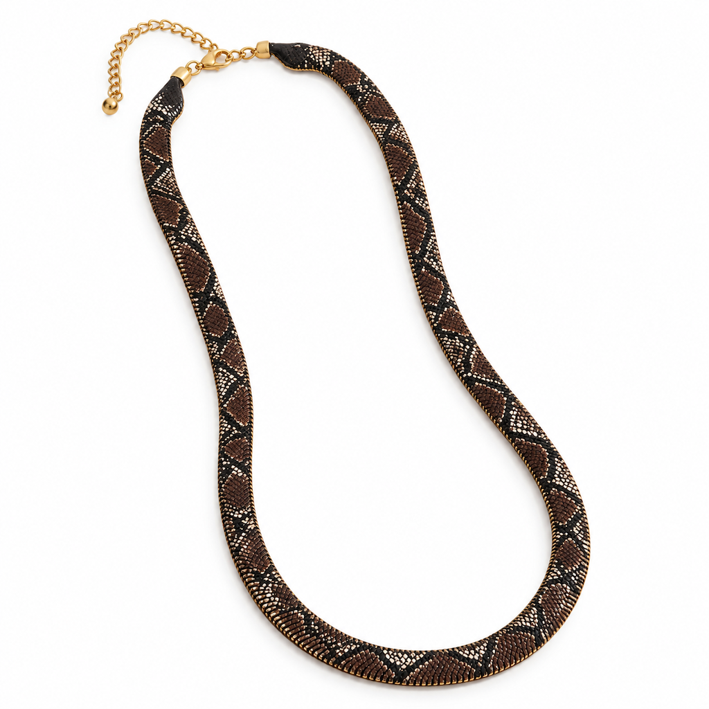 🐍 NUR FÜR BEGRENZTE ZEIT: 50 % RABATT! ✨ Geometrische Schlüsselbeinkette im Vintage-Schlangenmuster – Retro, ein echter Blickfang, bequemer Tragekomfort 🪙
