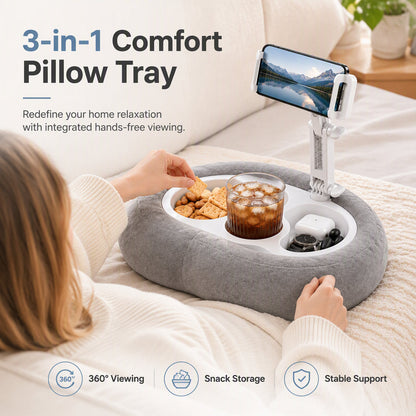 Niedliches Plüschkissen mit Handyhalterung für Bett und Sofa