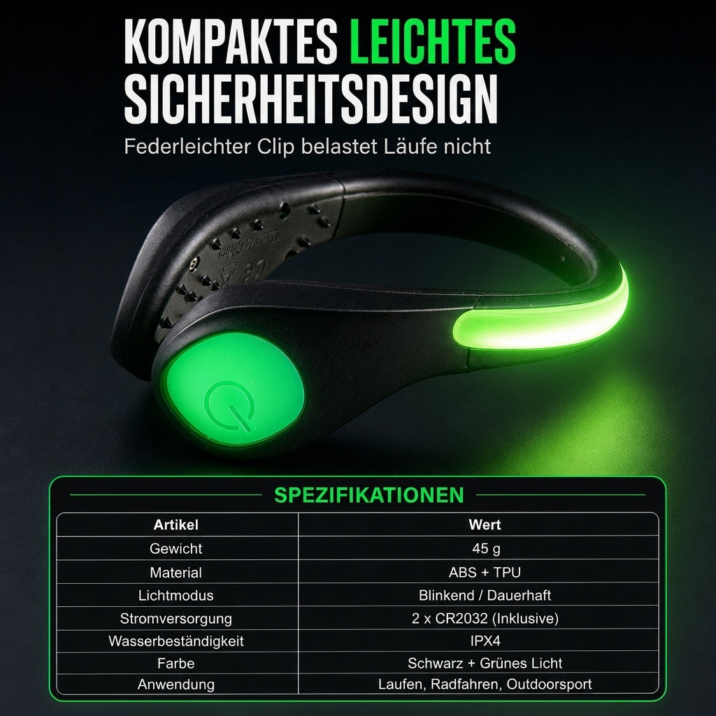 LED leuchtender Schuhclip Blitzende Sicherheitswarnleuchte für Nachtlaufen und Radfahren