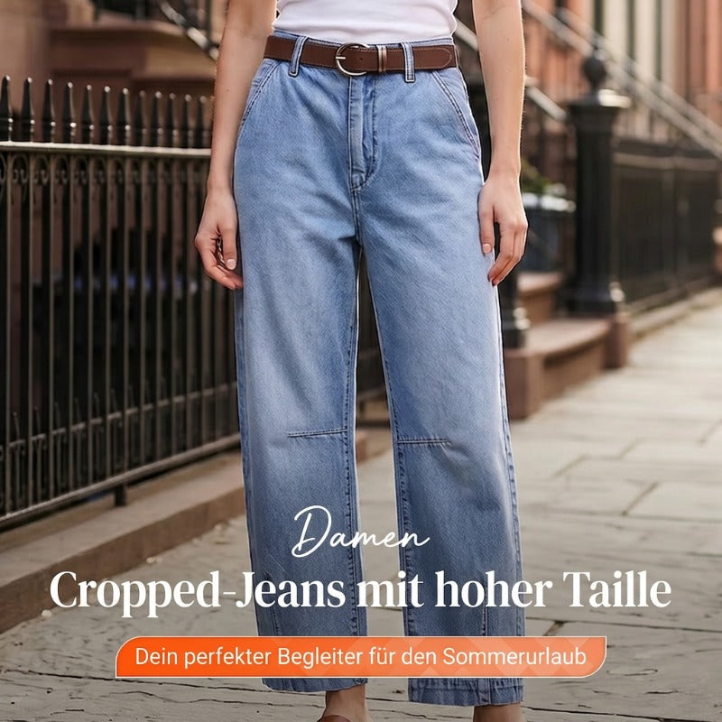Damen-Jeans mit hoher Taille und verkürztem Schnitt