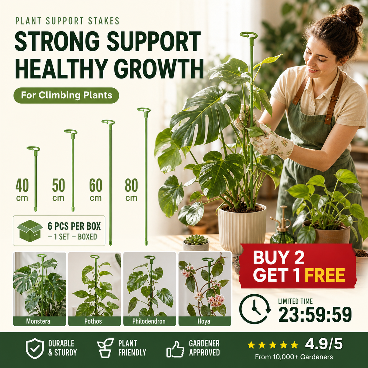Halbrunde Pflanzenstütze gegen hängende Blüten – Für Hortensien, Rosen, Monstera, Zimmerpflanzen und Gartengemüse