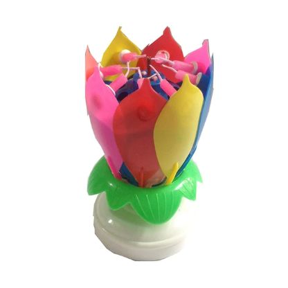 🎂Vela sorpresa multicolor en forma de flor de loto