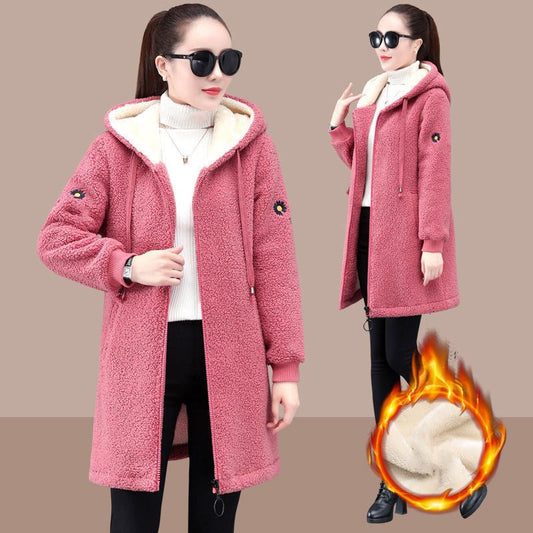 🔥Chaqueta con capucha de forro polar grueso y suelto de moda para mujer