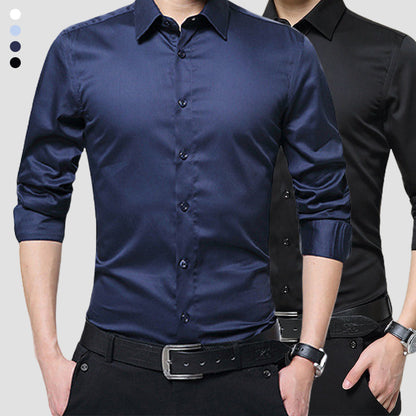 Camisa informal formal sin arrugas sin manga larga para hombres