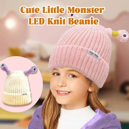 Gorro tejido pequeño monstruo brillante lindo para padres e hijos de invierno