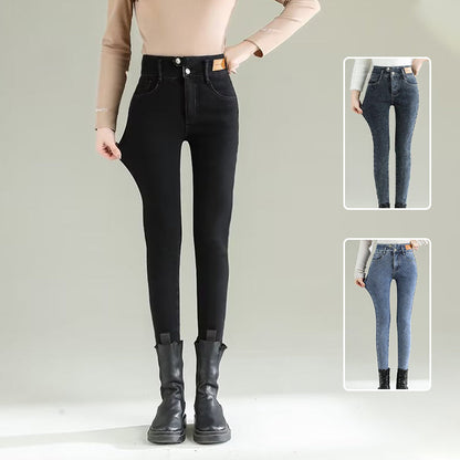 [regalo caliente]💝Invierno Mujeres de felpa forrado Slim Jeans