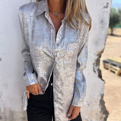 Camisa de Moda Casual y Elegante con Solapa para Mujer